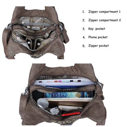 حقيبة كتف هوبو بطبعة جلد النمر