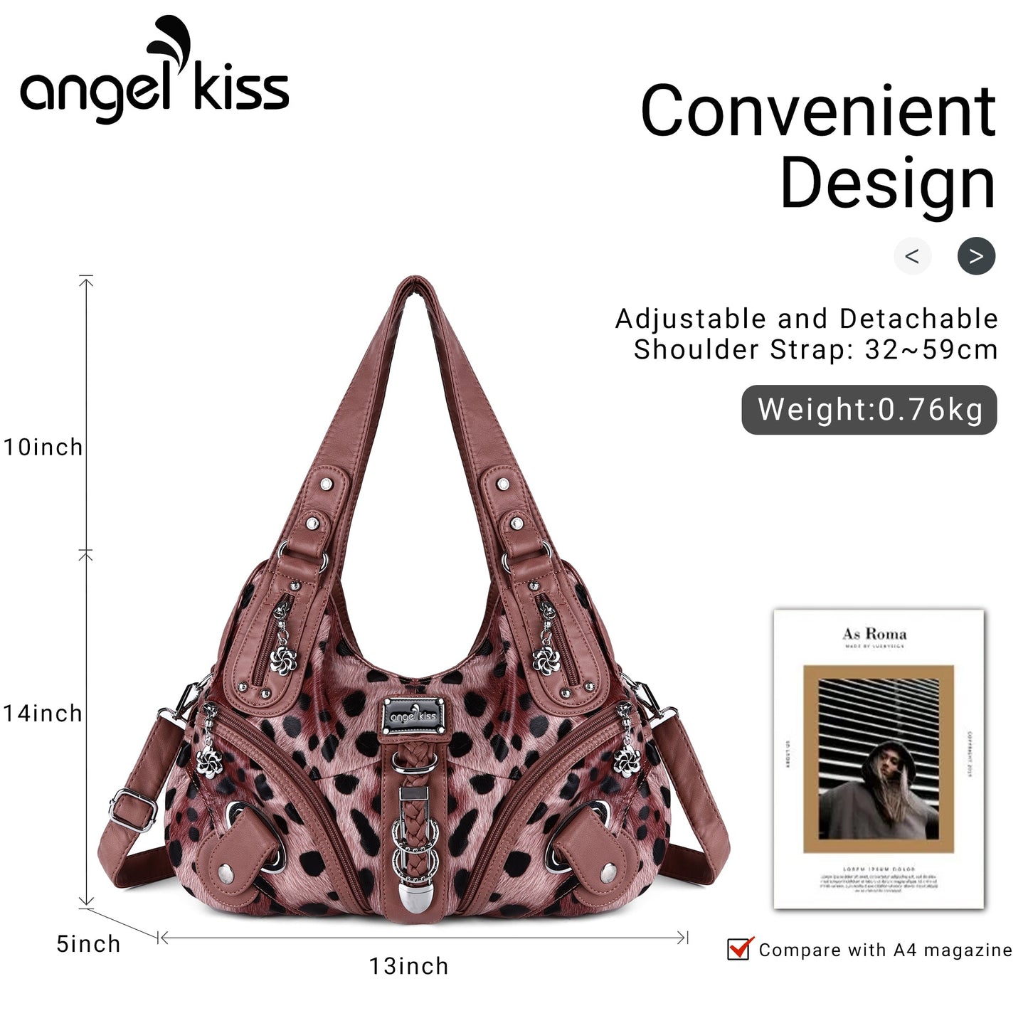 حقيبة كتف هوبو بطبعة جلد النمر