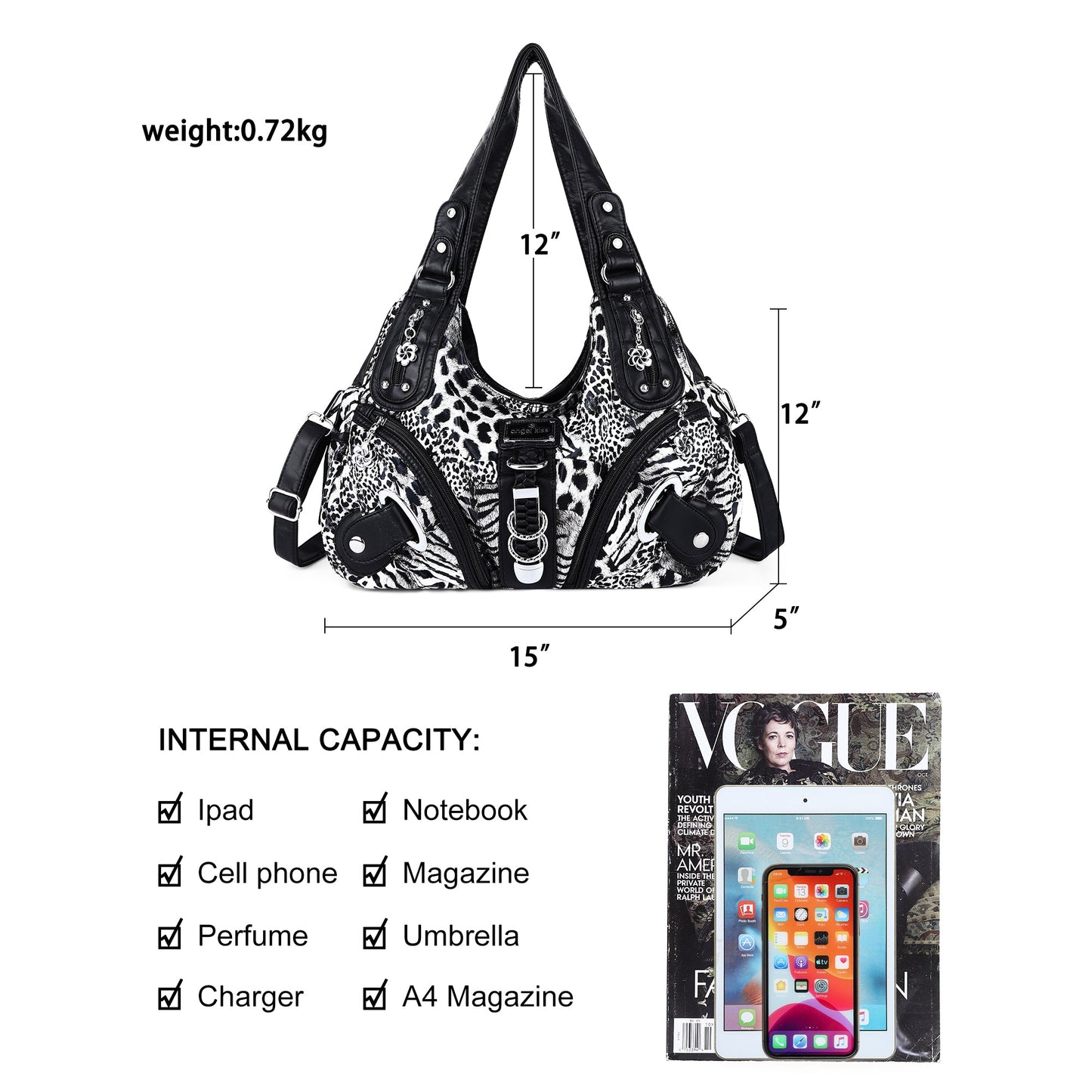 حقيبة كتف هوبو بطبعة جلد النمر