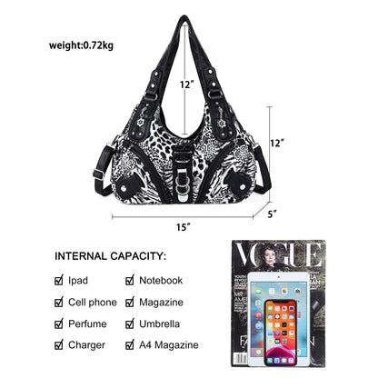 حقيبة كتف هوبو بطبعة جلد النمر